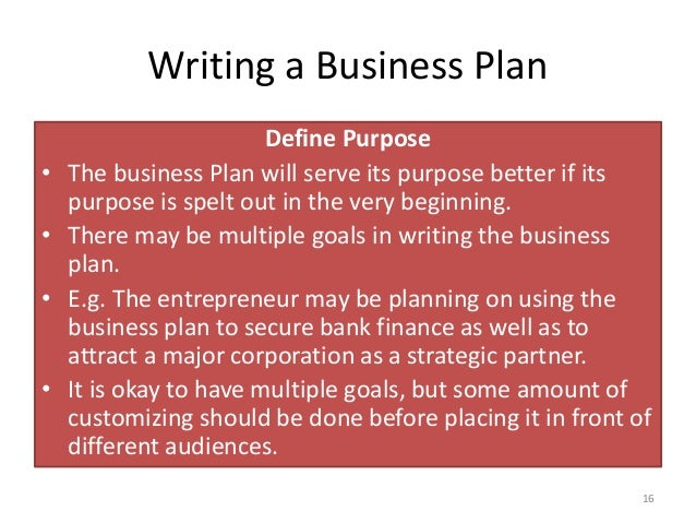 purpose of business plan pdf